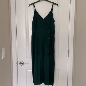 Emerald button Midi dress